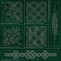 Sashiko Australia Geometric Floral Collection - 6 Designs GREEN - Everything Fabric