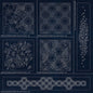 Sashiko Australia Geometric Floral Collection - 6 Designs INDIGO - Everything Fabric