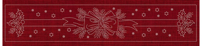 Sashiko Australia Holly and Ribbon Runner CHERRY RED - Everything Fabric