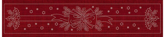 Sashiko Australia Holly and Ribbon Runner CHERRY RED - Everything Fabric