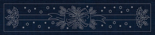 Sashiko Australia Holly and Ribbon Runner INDIGO - Everything Fabric