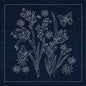 Sashiko Australia Native Flowers 2 - Indigo - Everything Fabric