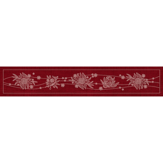 Sashiko Australia Native Flowers 5 Runner - Everything Fabric