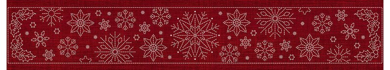 Sashiko Australia Snowflakes Runner CHERRY RED - Everything Fabric