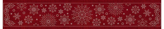 Sashiko Australia Snowflakes Runner CHERRY RED - Everything Fabric