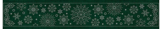 Sashiko Australia Snowflakes Runner GREEN - Everything Fabric