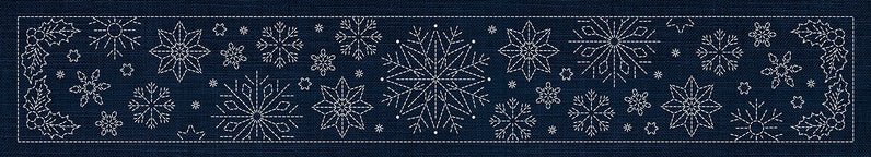 Sashiko Australia Snowflakes Runner INDIGO - Everything Fabric