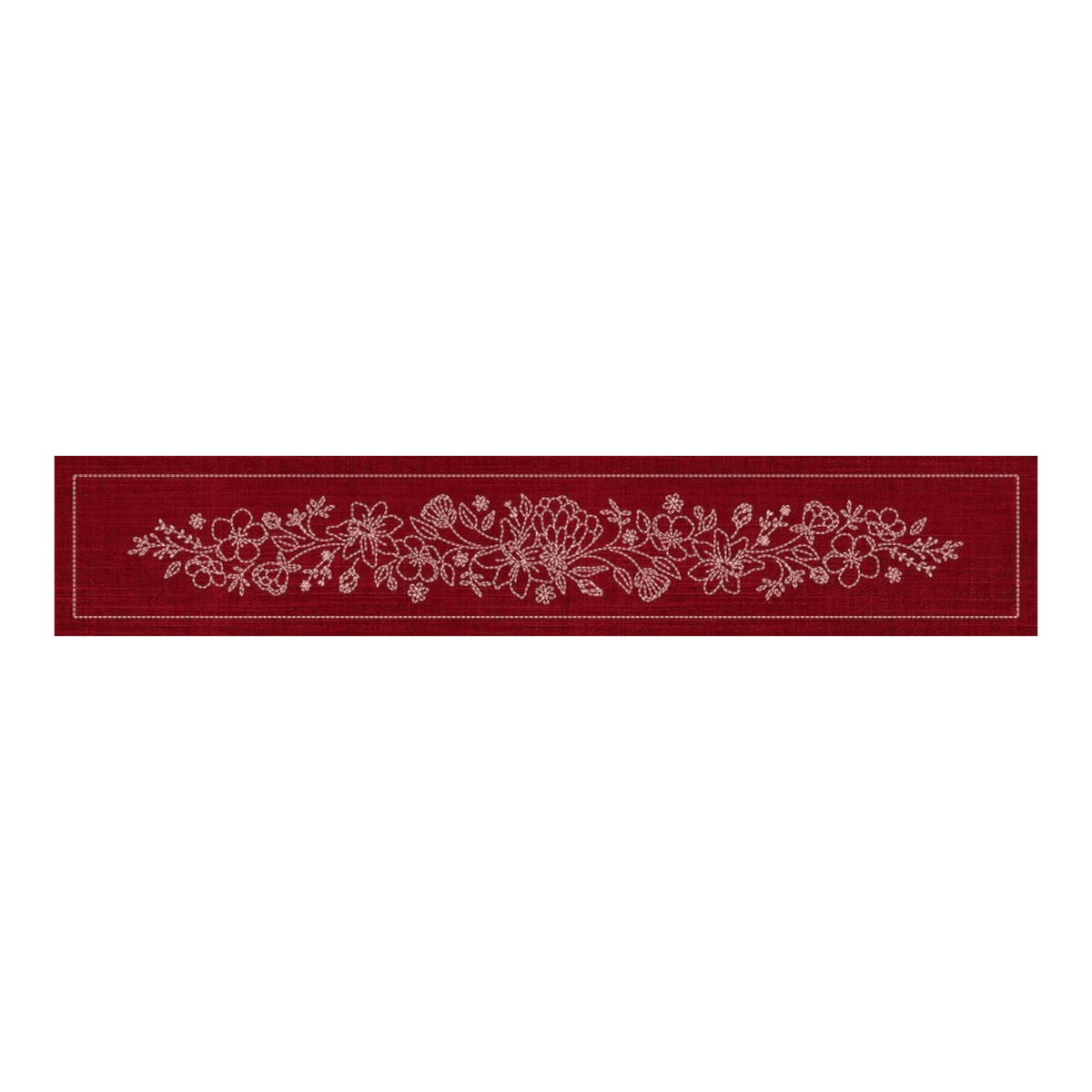 Sashiko Australia Wildflower Bouquet Runner - CHERRY RED - Everything Fabric