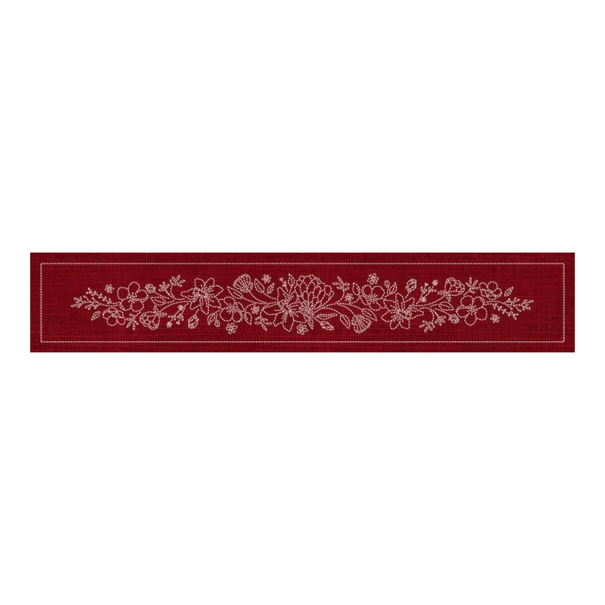 Sashiko Australia Wildflower Bouquet Runner - Cherry Red