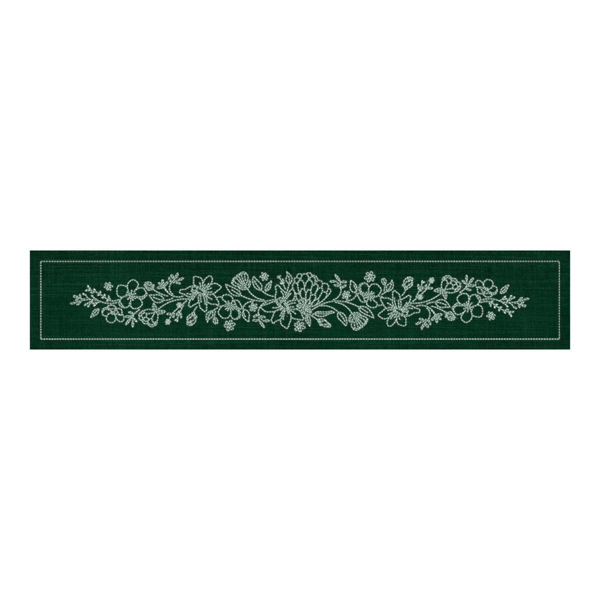 Sashiko Australia Wildflower Bouquet Runner - GREEN - Everything Fabric
