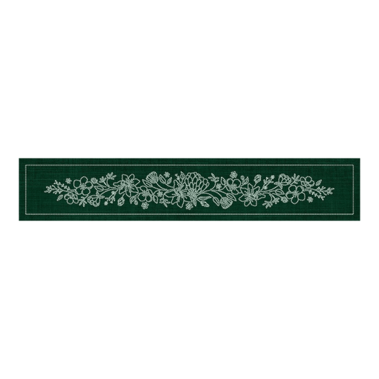 Sashiko Australia Wildflower Bouquet Runner - GREEN - Everything Fabric