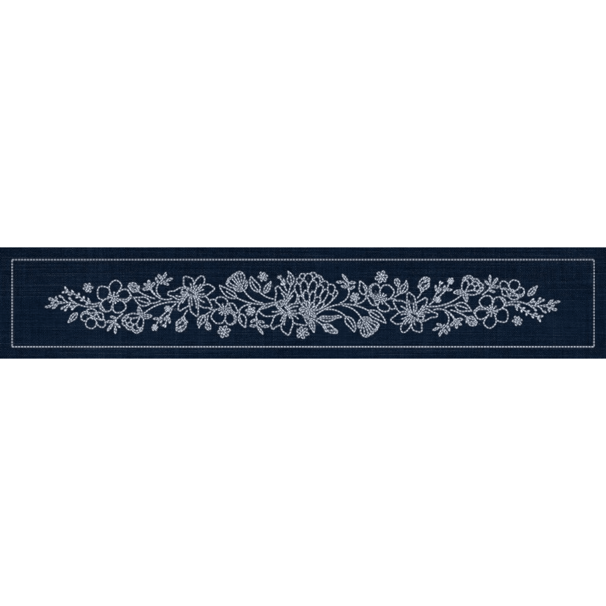 Sashiko Australia Wildflower Bouquet Runner - INDIGO - Everything Fabric