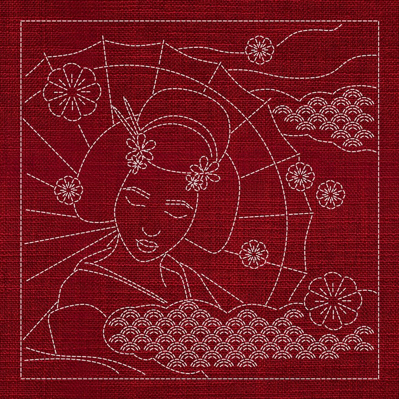Sashiko AustralianGeisha CHERRY RED - Everything Fabric