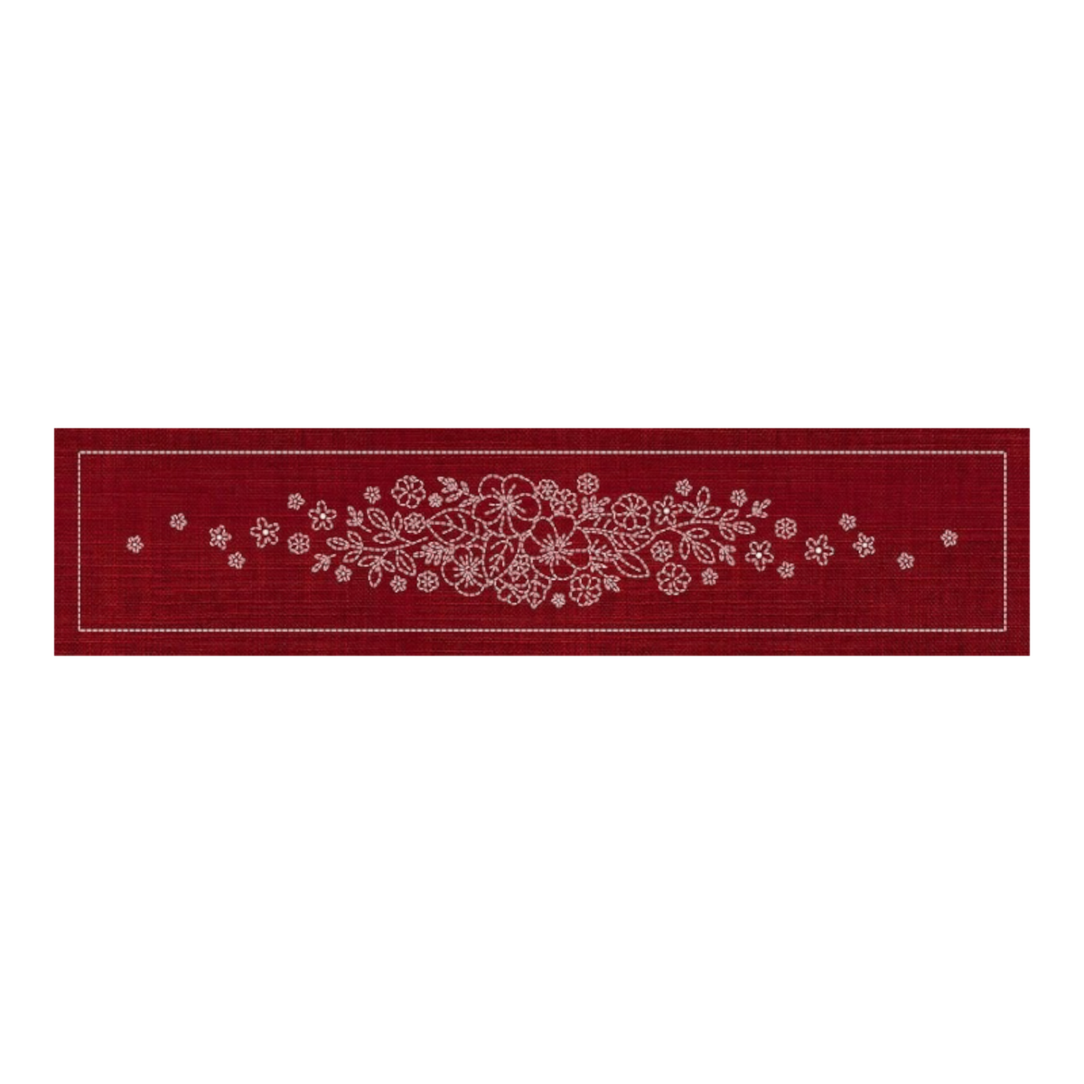 Sashiko Australia Blossom Bouquet Runner - Cherry Red