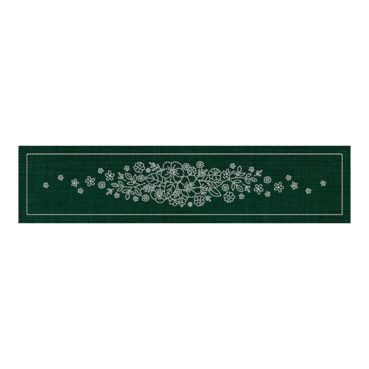 Sashiko Australia Blossom Bouquet Runner - Green