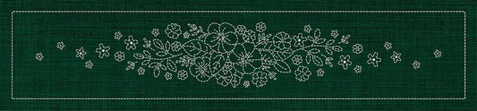 Sashiko Blossom Bouquet Runner GREEN - Everything Fabric