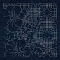Sashiko Blossoms Geometric - Indigo - Everything Fabric