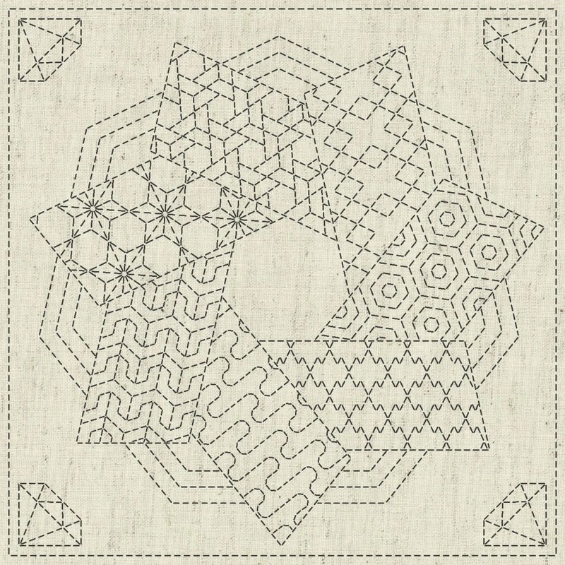 Sashiko Cloth Kaza-Guruma 4 - Everything Fabric