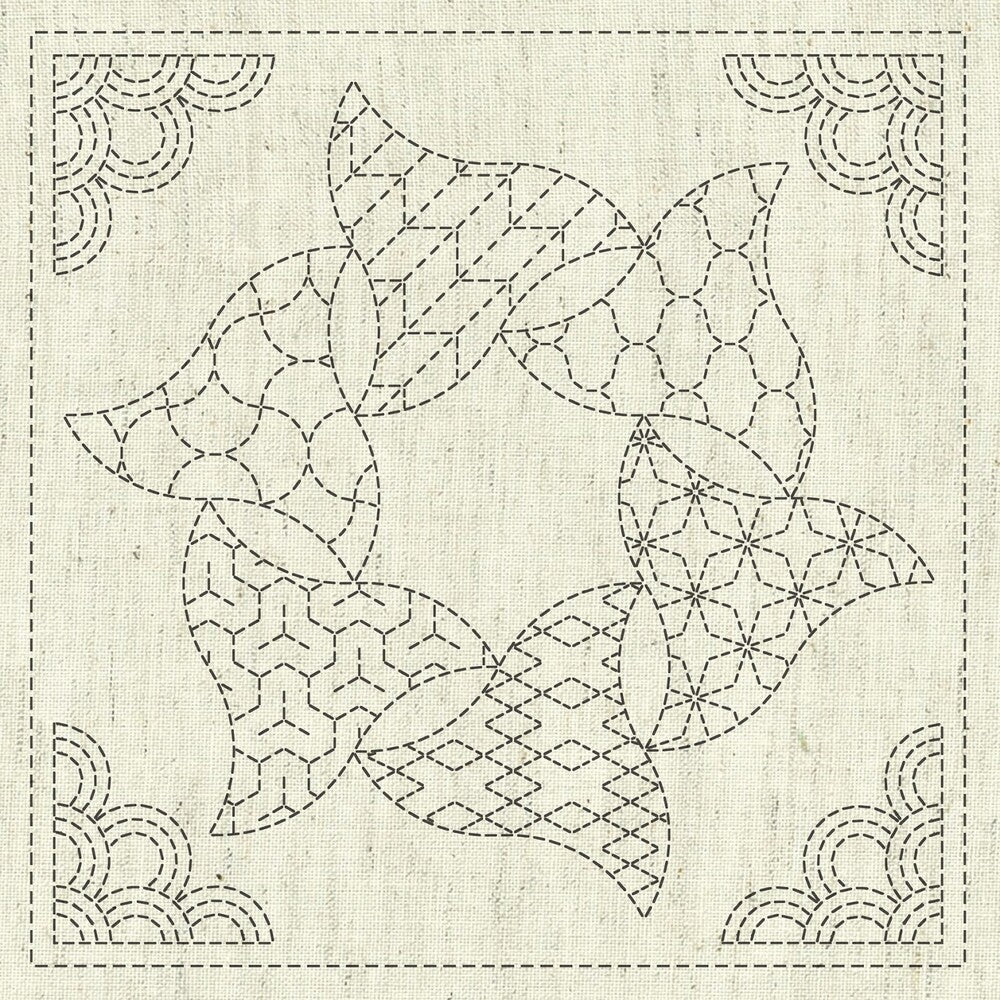 Sashiko Cloth - Kaza-Guruma 5 - Everything Fabric