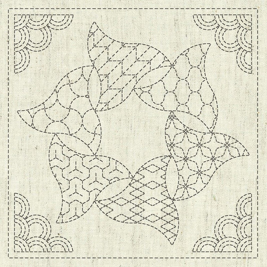 Sashiko Cloth - Kaza-Guruma 5 - Everything Fabric
