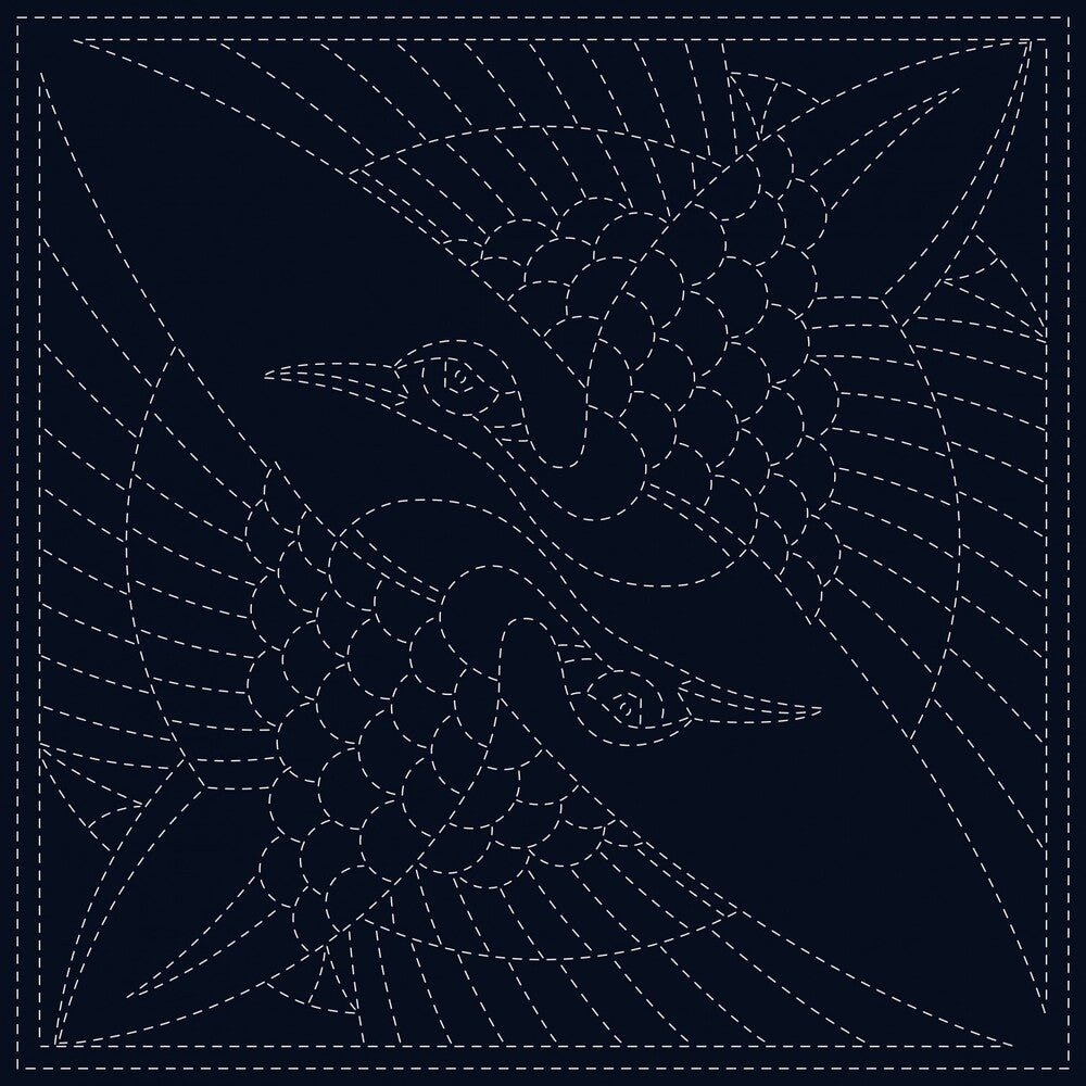 Sashiko Cloth - TWO CRANES - Everything Fabric