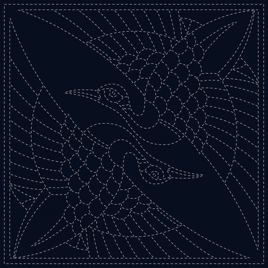 Sashiko Cloth - TWO CRANES - Everything Fabric