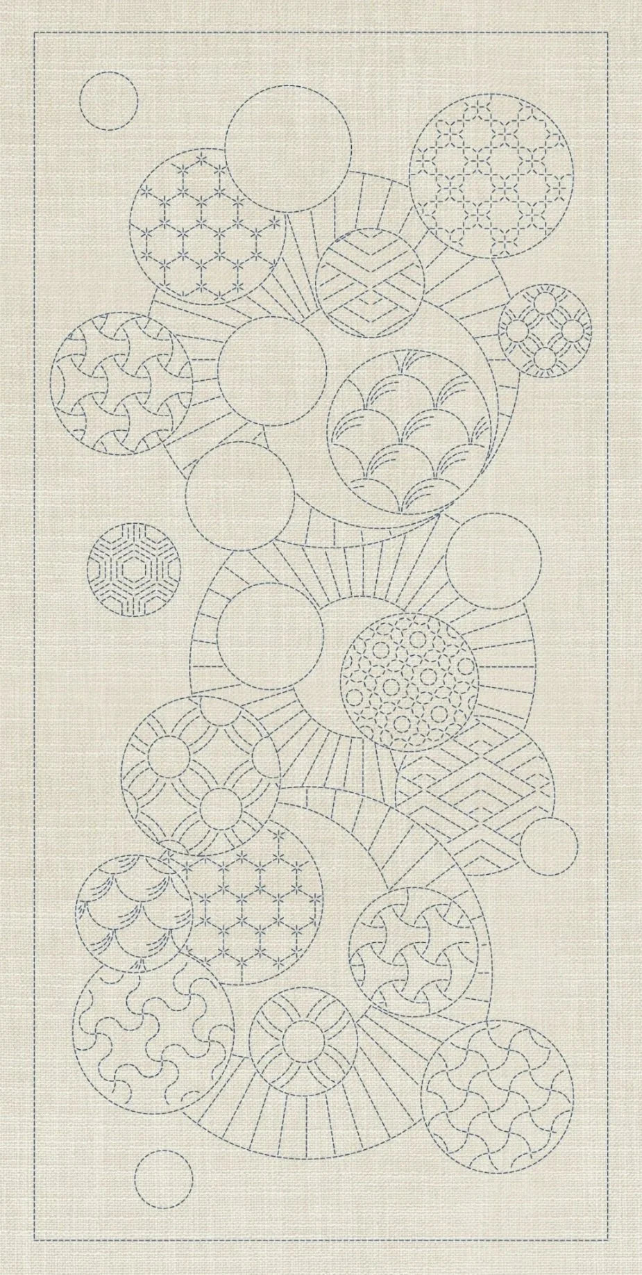 Sashiko Australia Geometric Circles 1 - Seeded Cream