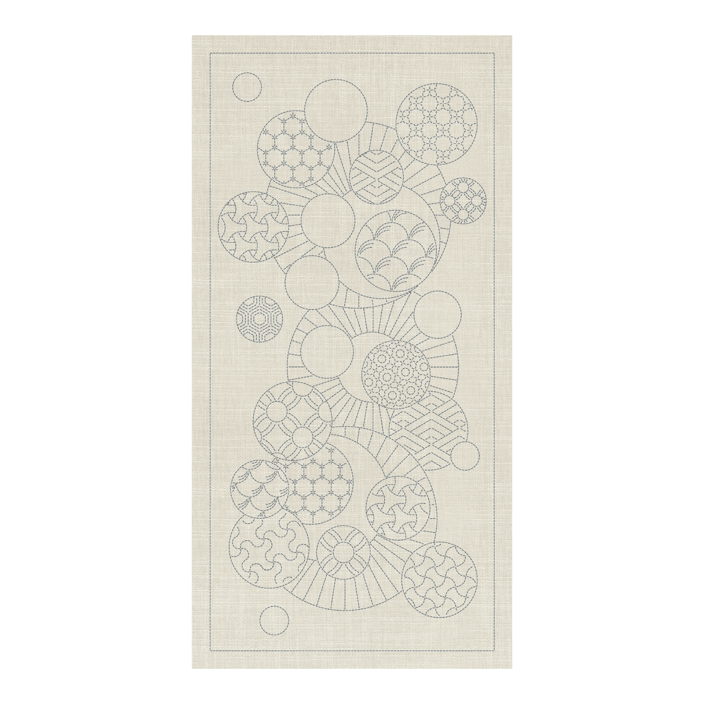 Sashiko Geometric Circles Collection – 3 Designs Cream - Everything Fabric