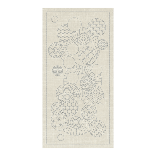 Sashiko Geometric Circles Collection – 3 Designs Cream - Everything Fabric