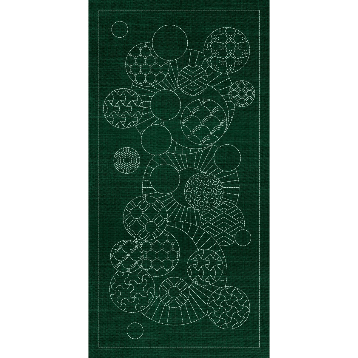Sashiko Australia Geometric Circles Collection - Green