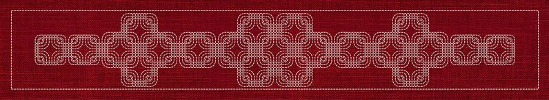 Sashiko Interlocking Geometric Runner CHERRY RED - Everything Fabric
