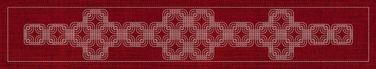 Sashiko Interlocking Geometric Runner CHERRY RED - Everything Fabric