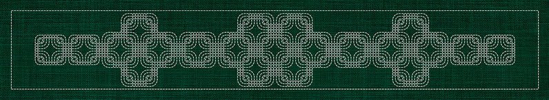 Sashiko Interlocking Geometric Runner GREEN - Everything Fabric