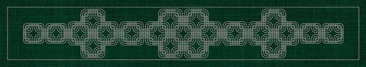 Sashiko Interlocking Geometric Runner GREEN - Everything Fabric