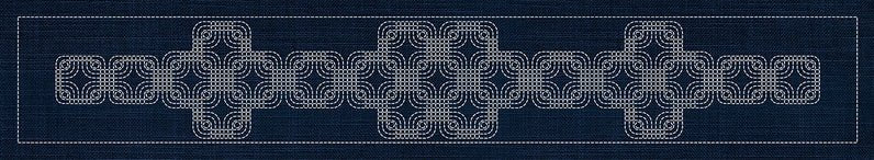 Sashiko Interlocking Geometric Runner INDIGO - Everything Fabric