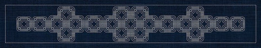 Sashiko Interlocking Geometric Runner INDIGO - Everything Fabric