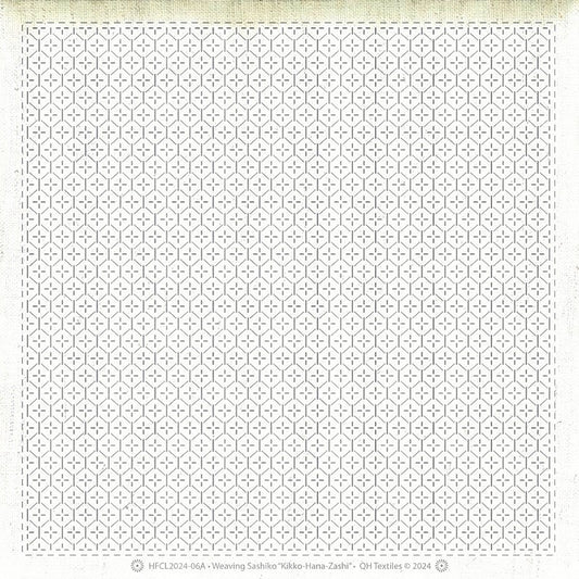 Weaving Sashiko Kikko-Flower Greige , piecing and stitching