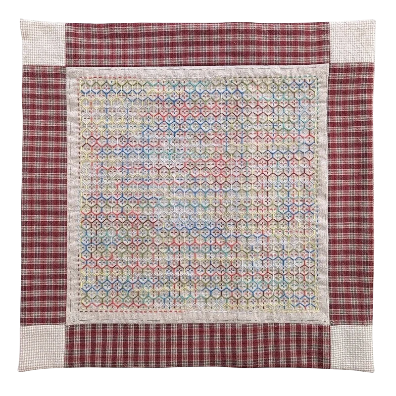 Weaving Sashiko Kikko-Flower Greige , piecing and stitching