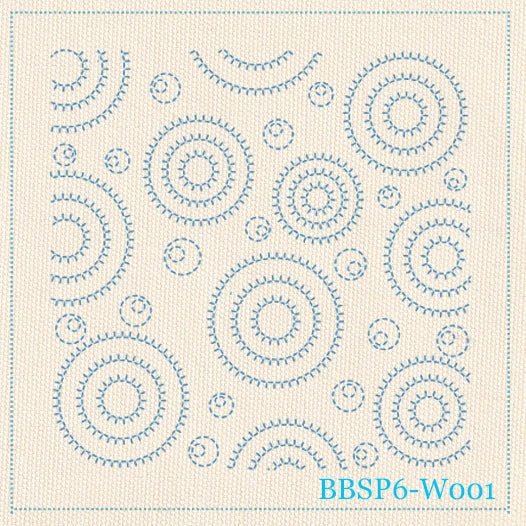 Sashiko Pre-Stencilled Water Ripples - Ecru - Everything Fabric