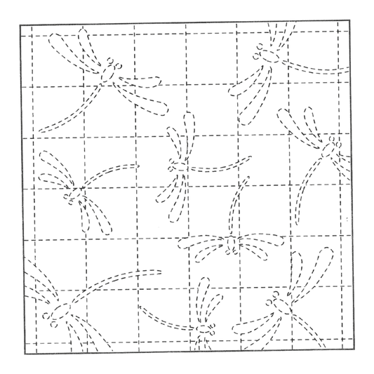 Sashiko Sampler Traditional Design Dragonfly White - Everything Fabric