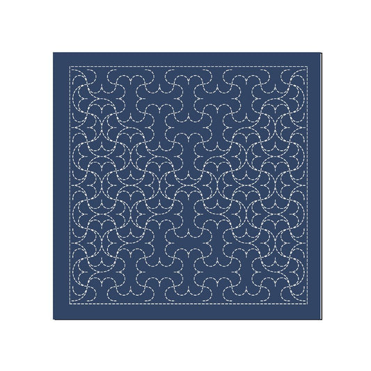 Sashiko Sampler Traditional Design Hanmaru-tsunagi Navy - Everything Fabric