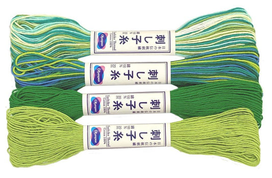 Sashiko Thread 20 m Colour Selection - Green (Brights) - Everything Fabric