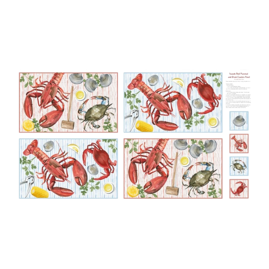 Seaside Boil - Red Placemat Panel - 610 mm 24 x 1118 mm - Everything Fabric