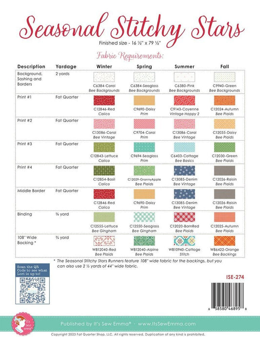 Seasonal Stitchy Stars Tablerunner Pattern - Everything Fabric