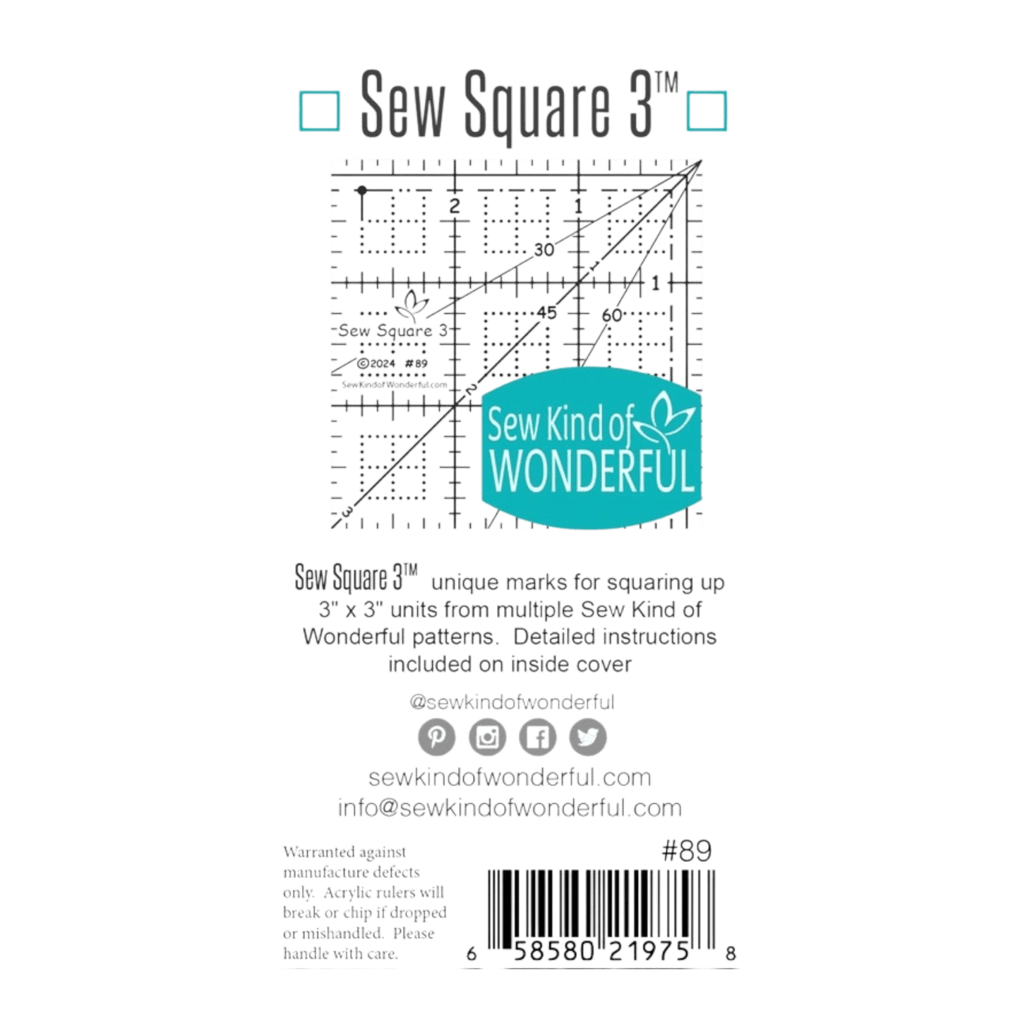 Sew Square 3 Ruler - 3 in - Everything Fabric