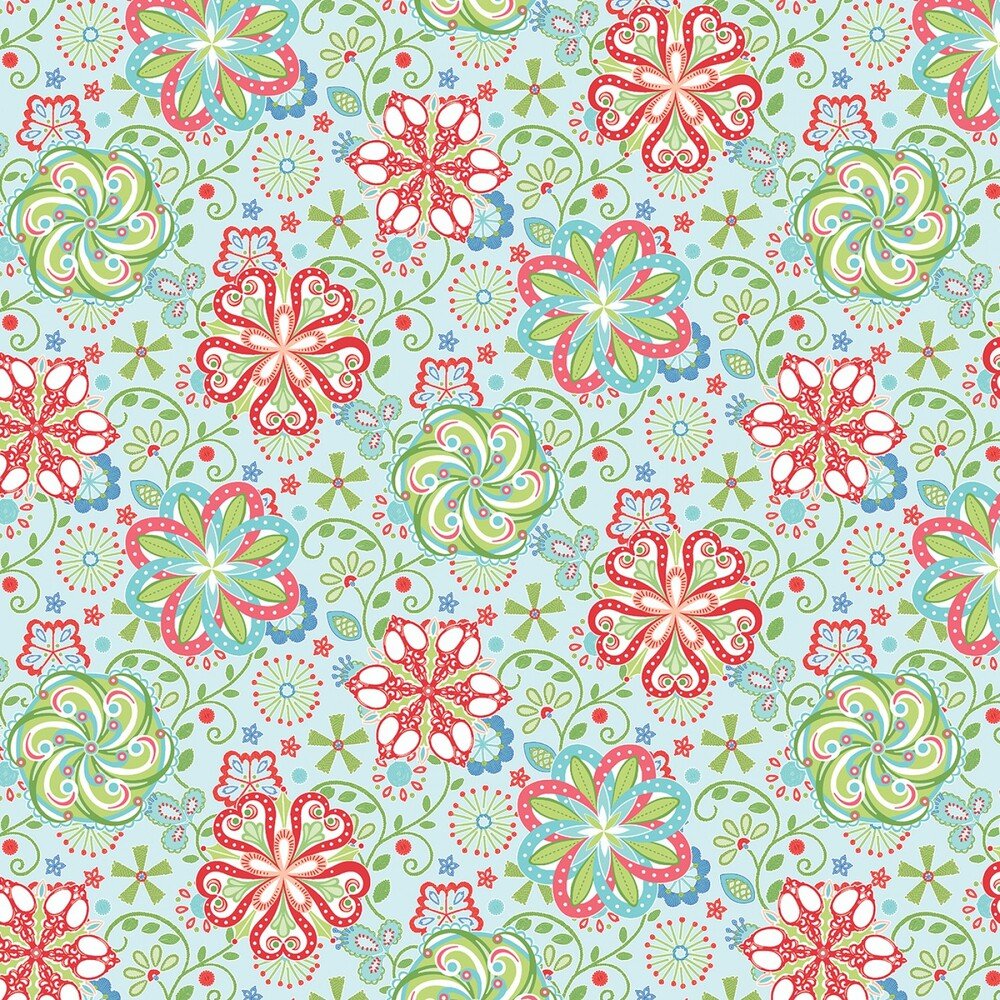 Sewing Room 2 - Aqua Medallions - Everything Fabric