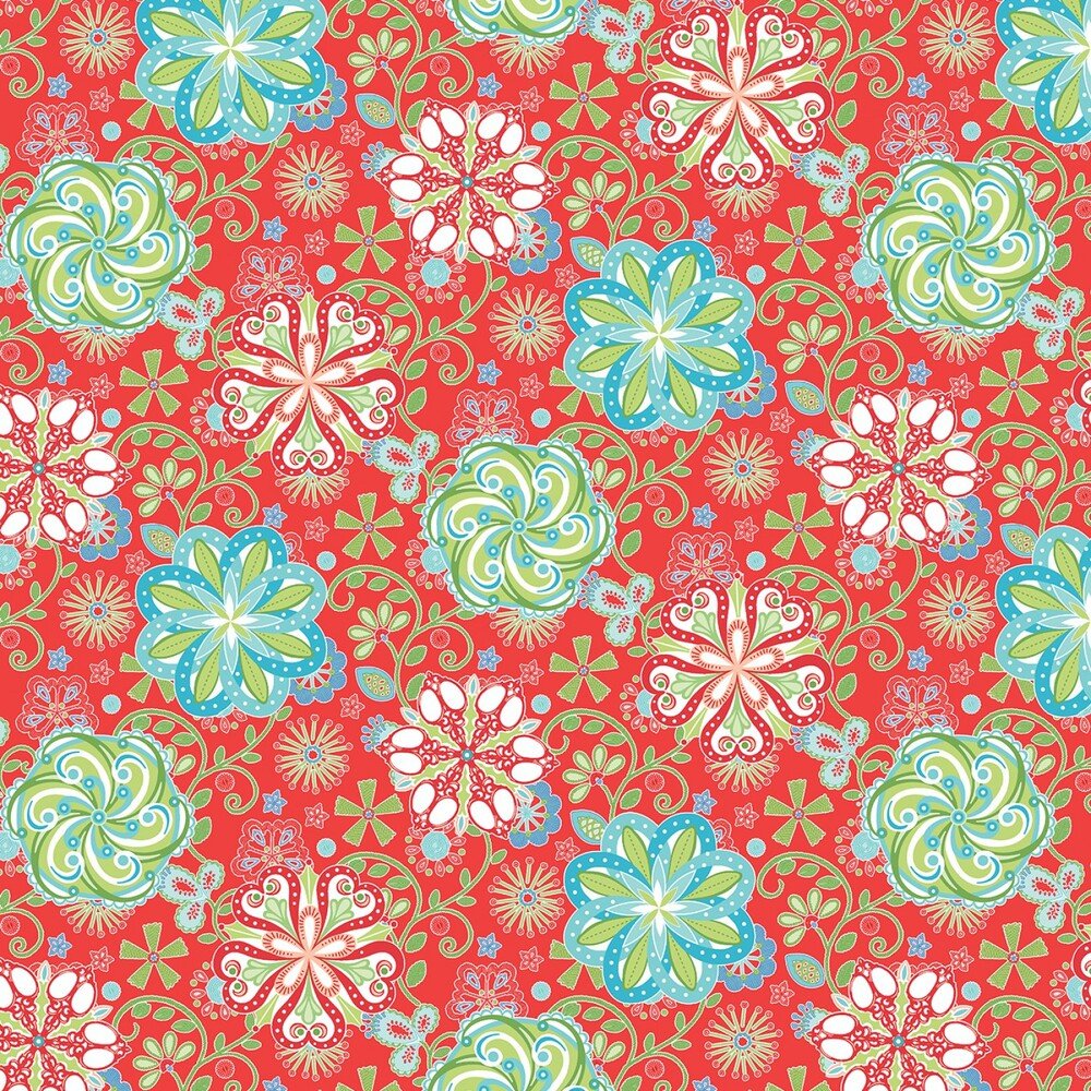 Sewing Room 2 - Red Medallions - Everything Fabric