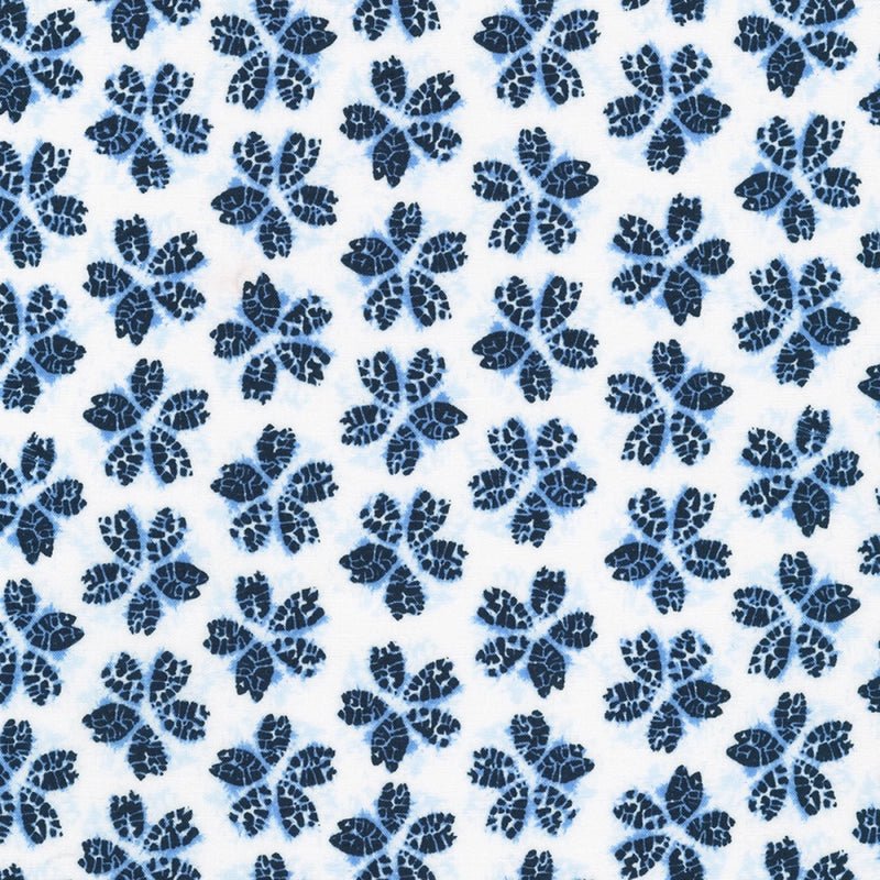 Shibori Blues Collection-Cherry Blossoms White - Everything Fabric