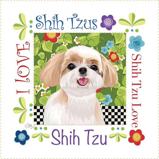 Shih Tzus 152 mm Fabric Art Panel by Jody Houghton - Everything Fabric