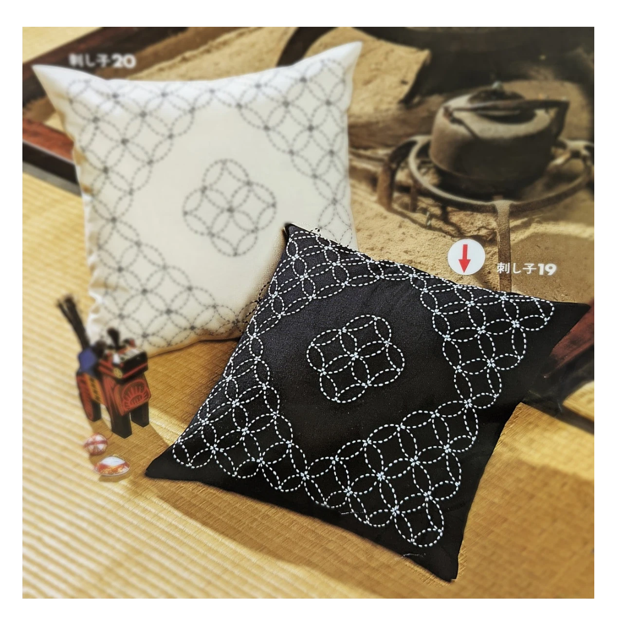 Olympus Sashiko Kit Cushion - Indigo